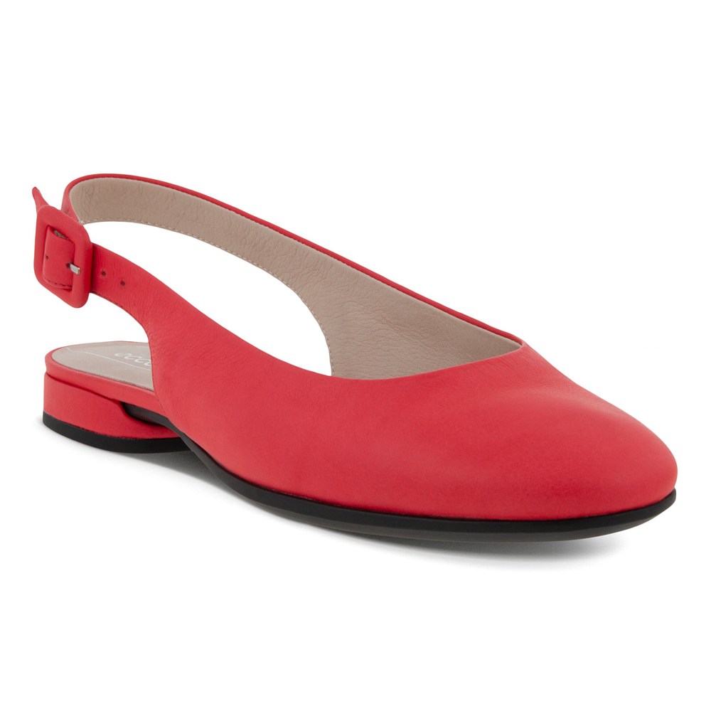 ECCO Womens Dress Shoes Red - Anal Sling-Back Flats - WRJ-695142